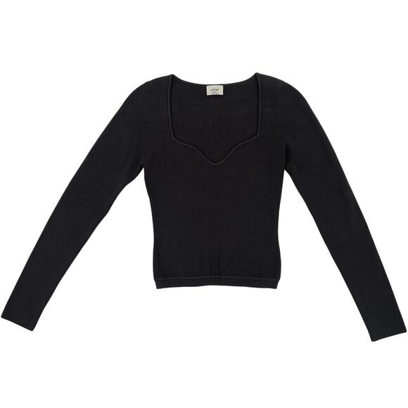 Wilfred Aritzia Women's Medium Sweater Dark Grey Taupe Ribbed - Picture 1 of 11